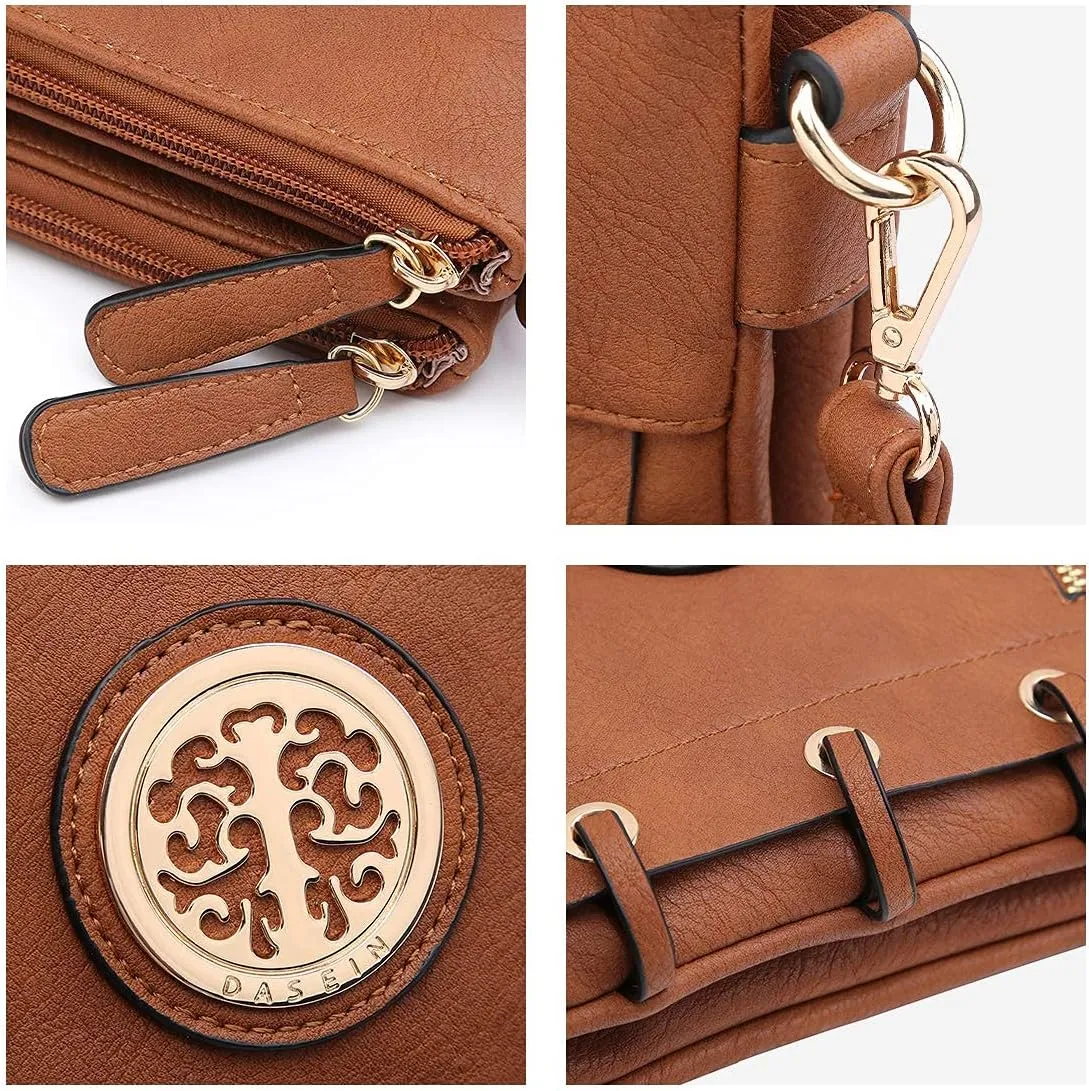 Dasein Women Lightweight Shoulder Purse Soft PU Leather Crossbody Bag Multi Pocket Travel Purses with Double Zipper