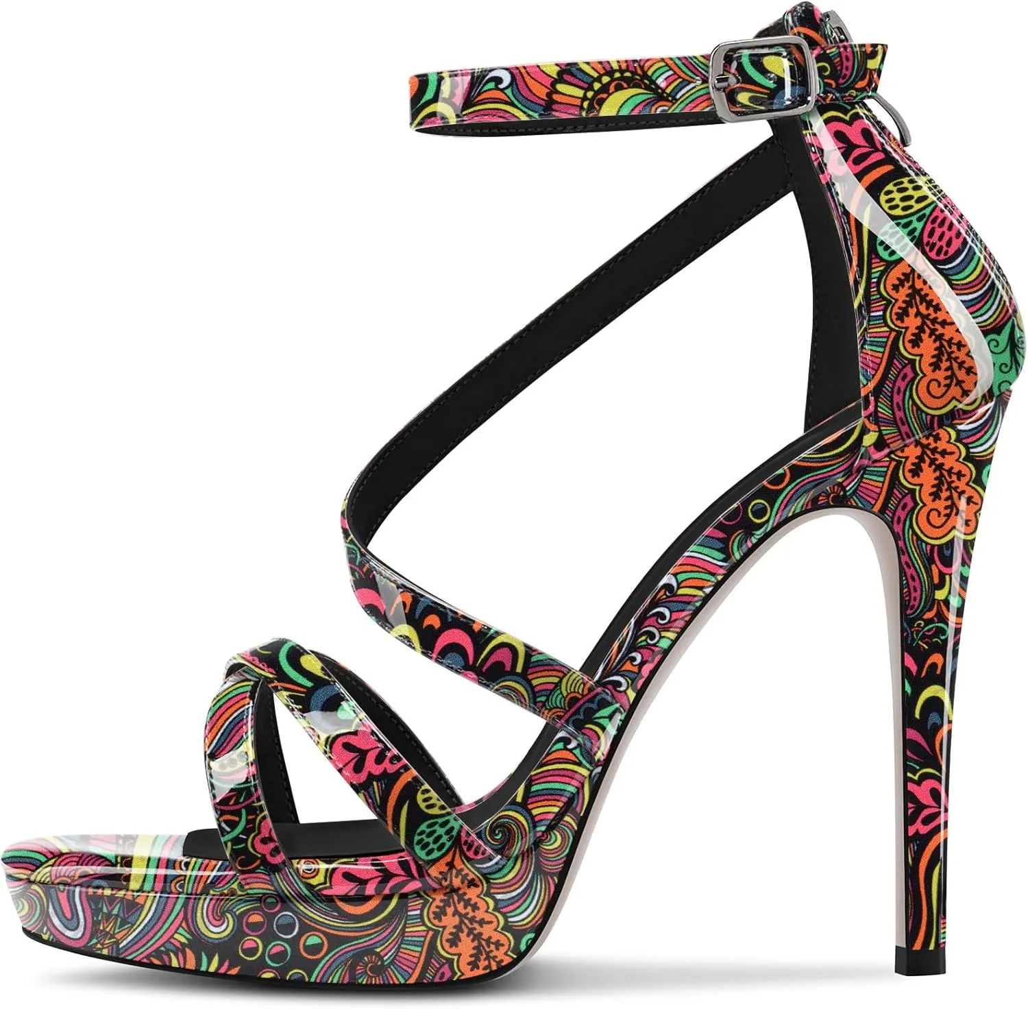 DearOnly Women Platform Stiletto High Heel Peep Open Toe Pumps Ankle Strap Zipper Wedding Cute 4.7 Inches Heels