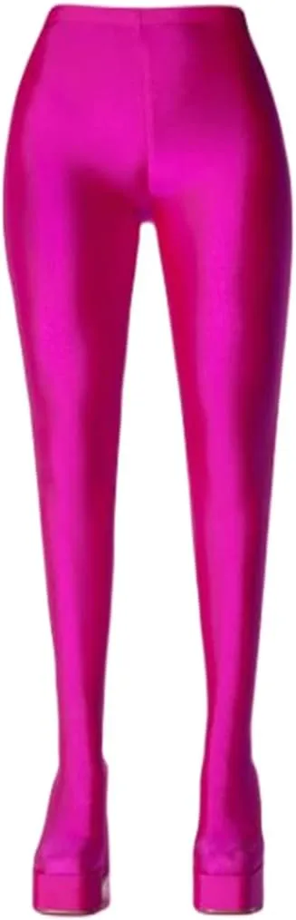 DETOGNI Women's Stretch Chunky Heel Platform Square Toe Pant Boot Shiny Spandex Fabrication High-Waisted Legging Pant Boot