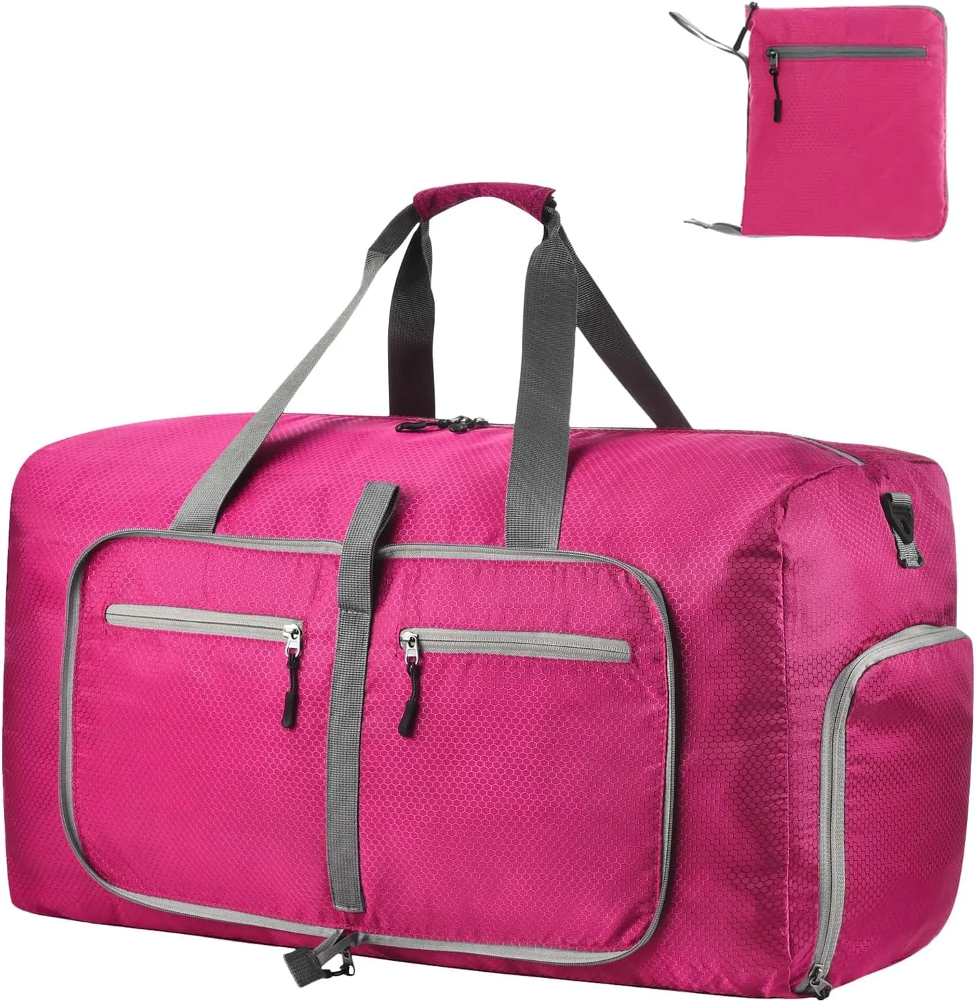 Dimayar Travel Duffle Bag for Men Women - Foldable Duffel Bag with Shoes Compartment - Overnight Bags Waterproof & Tear Resistant(115L,Fuchsine)