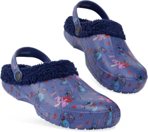 Disney Stitch Clogs Womens Winter Fleece Lining & Removable Charms - Warm Slip On Garden Shoes with Strap