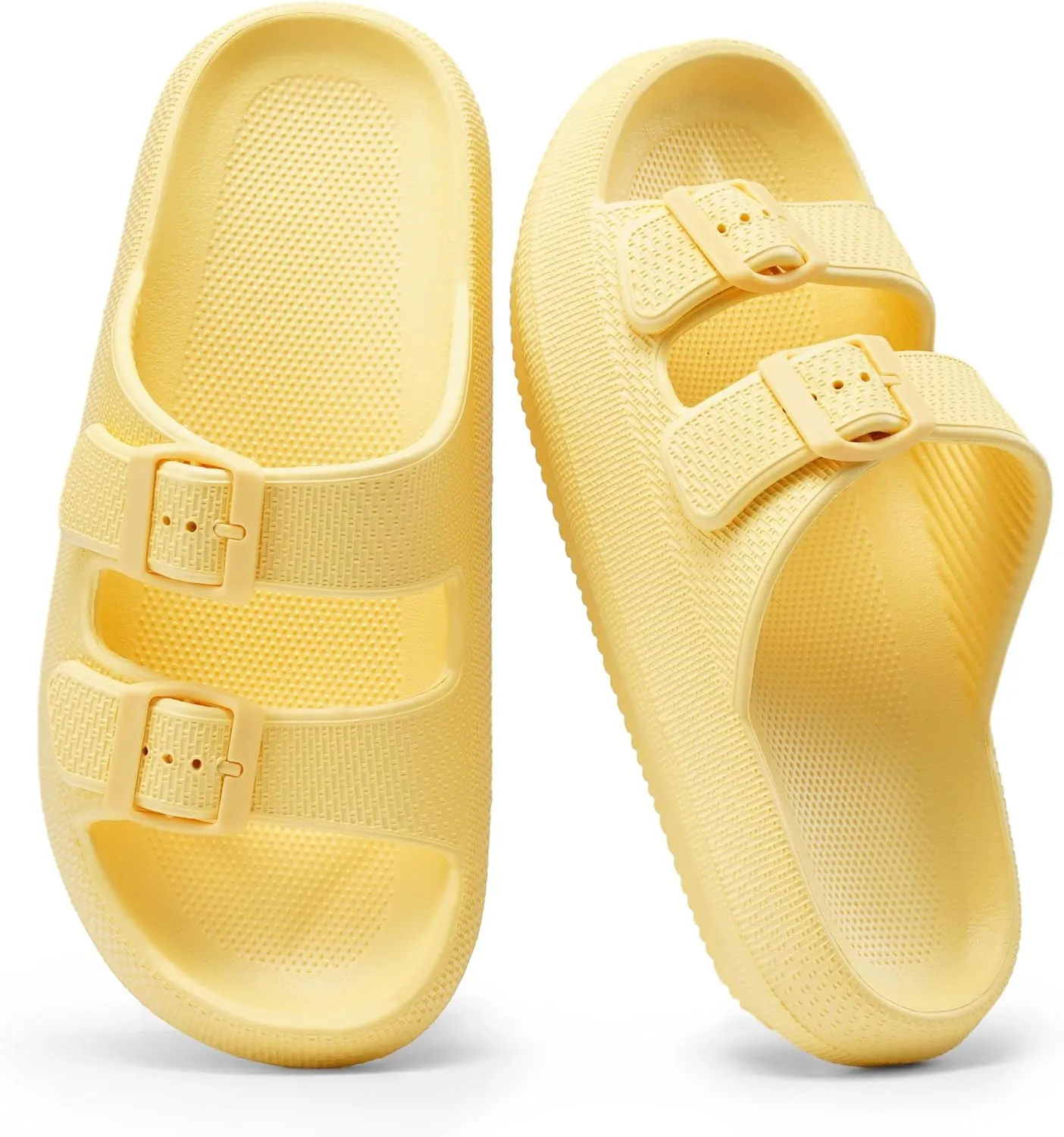 Dodow Womens Slide Sandals Adjustable Soft Cloud Comfort Slip On Flat Sandals