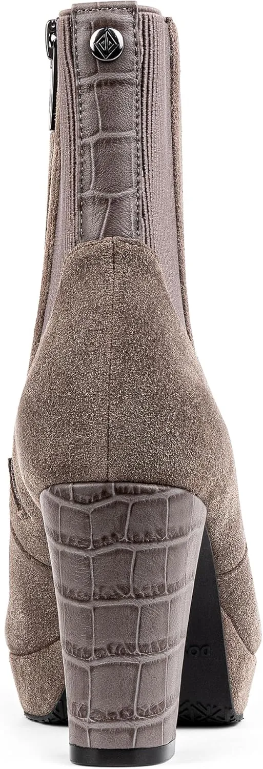 Donald Pliner Women’s LABELL Heeled Ankle Booties - 2” Stacked Block Heel with Platform, Zip Closure Ankle Boots, Fashion Women’s Boot