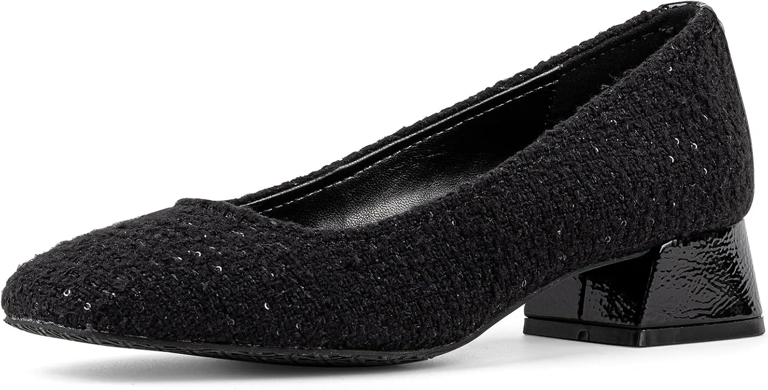 Donald Pliner Women’s RYA Pump Heel – 1.3” Block Heel Shoes for Comfort, Slip On Women’s Heels with Rubber Sole