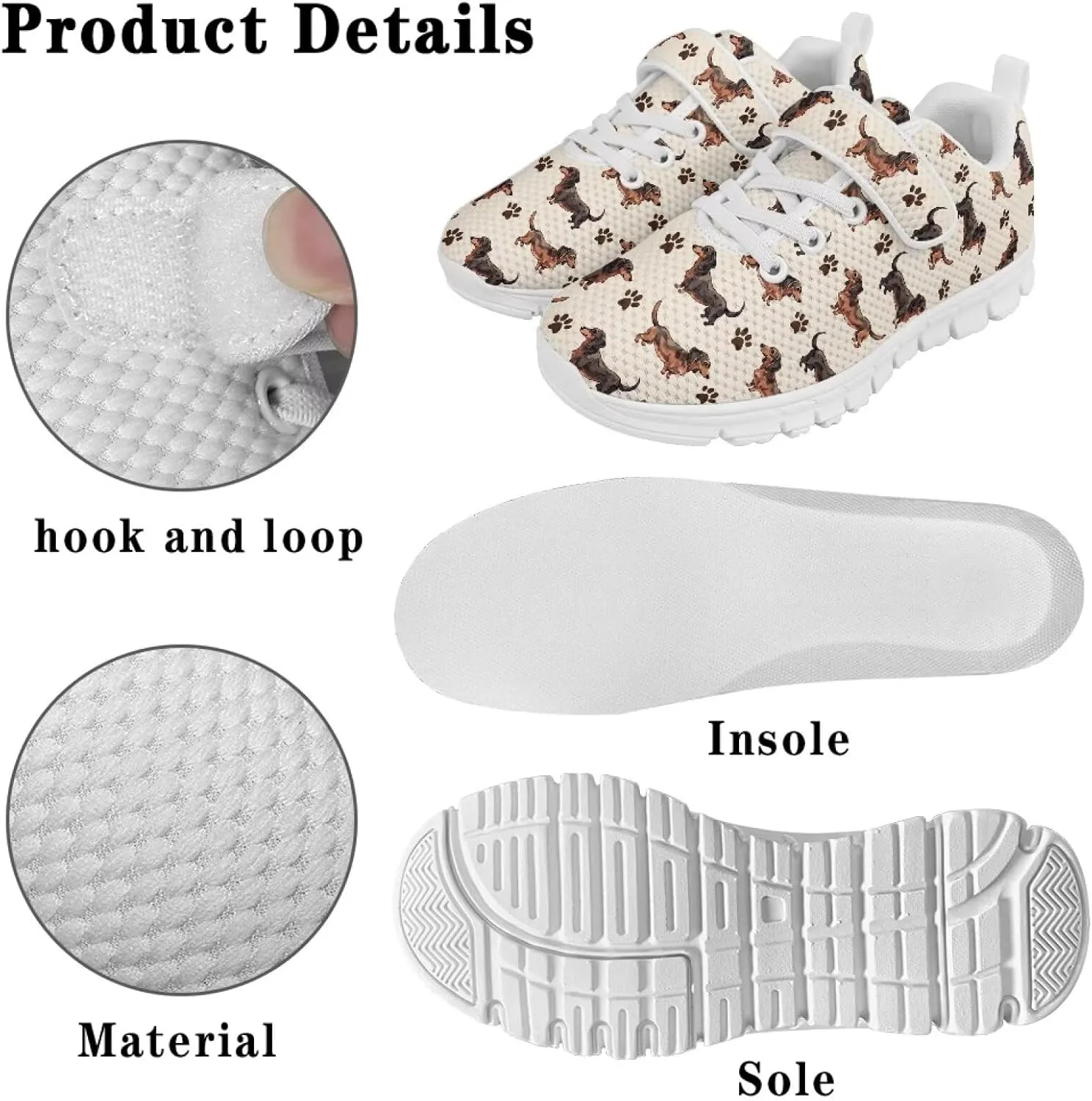 Doojoayie Slip On Shoes for Girls Soft Sole School Tennis Shoes Hook and Loop