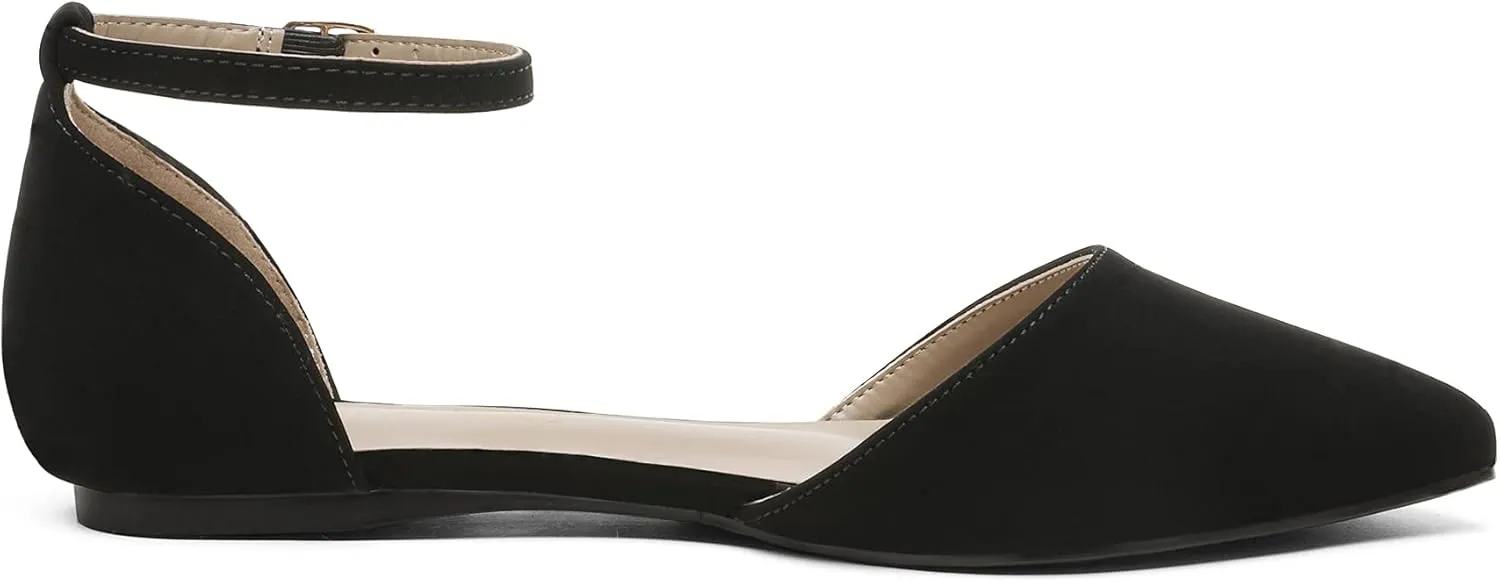 DREAM PAIRS Flapointed Women's Casual D'Orsay Pointed Plain Ballet Comfort Soft Slip On Flats Shoes