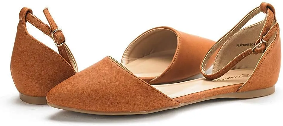 DREAM PAIRS Flapointed Women's Casual D'Orsay Pointed Plain Ballet Comfort Soft Slip On Flats Shoes