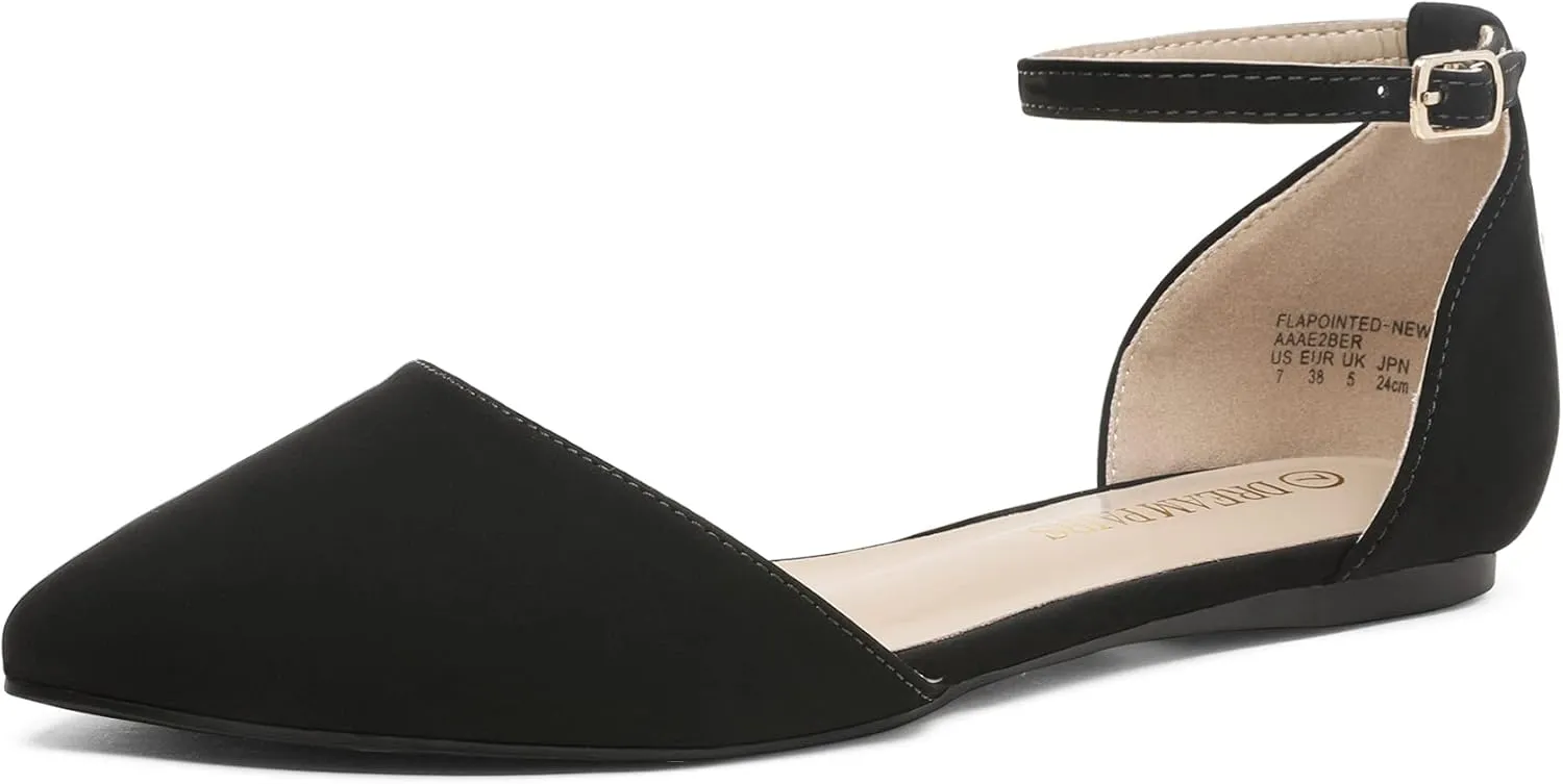 DREAM PAIRS Flapointed Women's Casual D'Orsay Pointed Plain Ballet Comfort Soft Slip On Flats Shoes