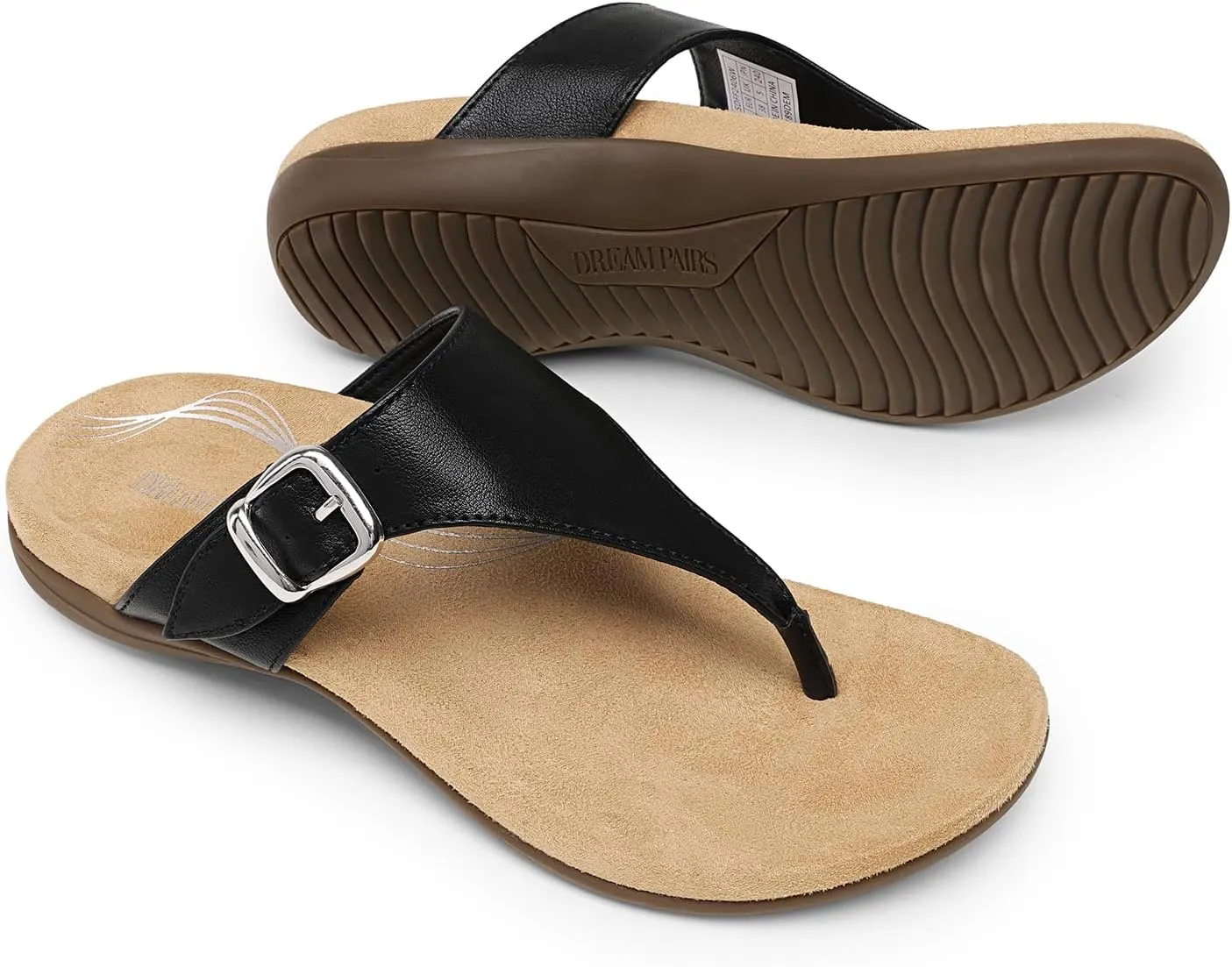 DREAM PAIRS Flip Flops for Women, Arch Support Orthotic Comfortable Soft Summer Slip On Thong Sandals