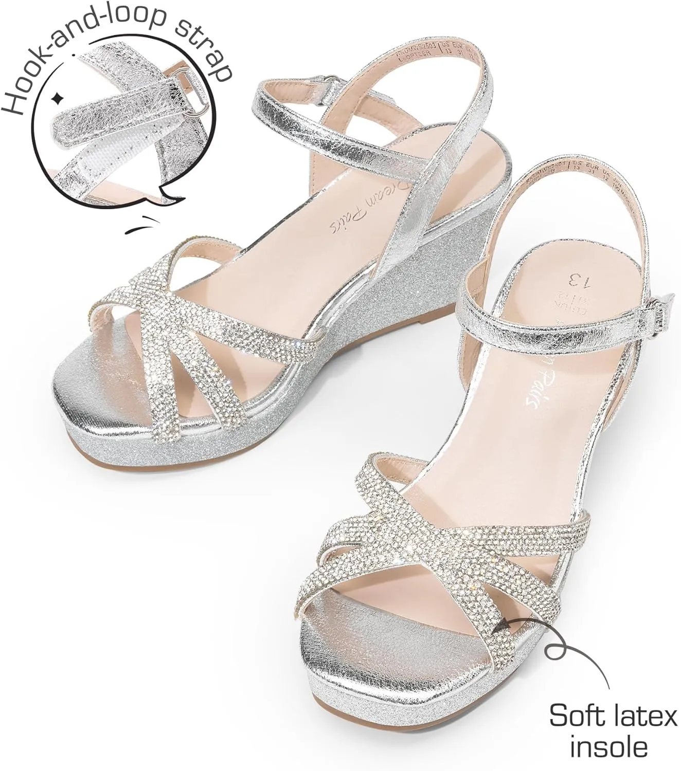 DREAM PAIRS Girls Wedge Sandals Flatform Open Toe Summer Platform Sandals Flower Wedding Party for Little Kid/Big Kid