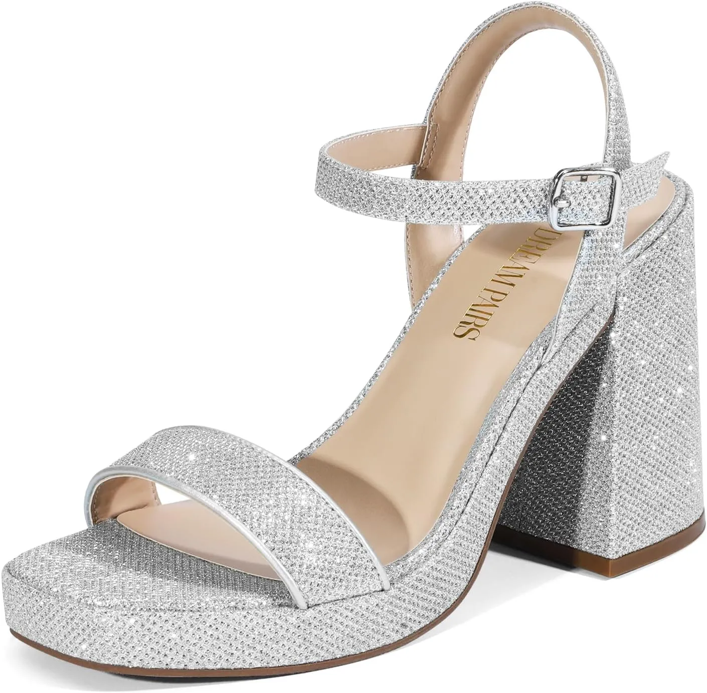 DREAM PAIRS Heels for Women Block Chunky Platform High Heels Open Toe GISELLE Fashion Wedding Party Evening Prom Dance Ankle Strap Dress Pump Sandals Shoes