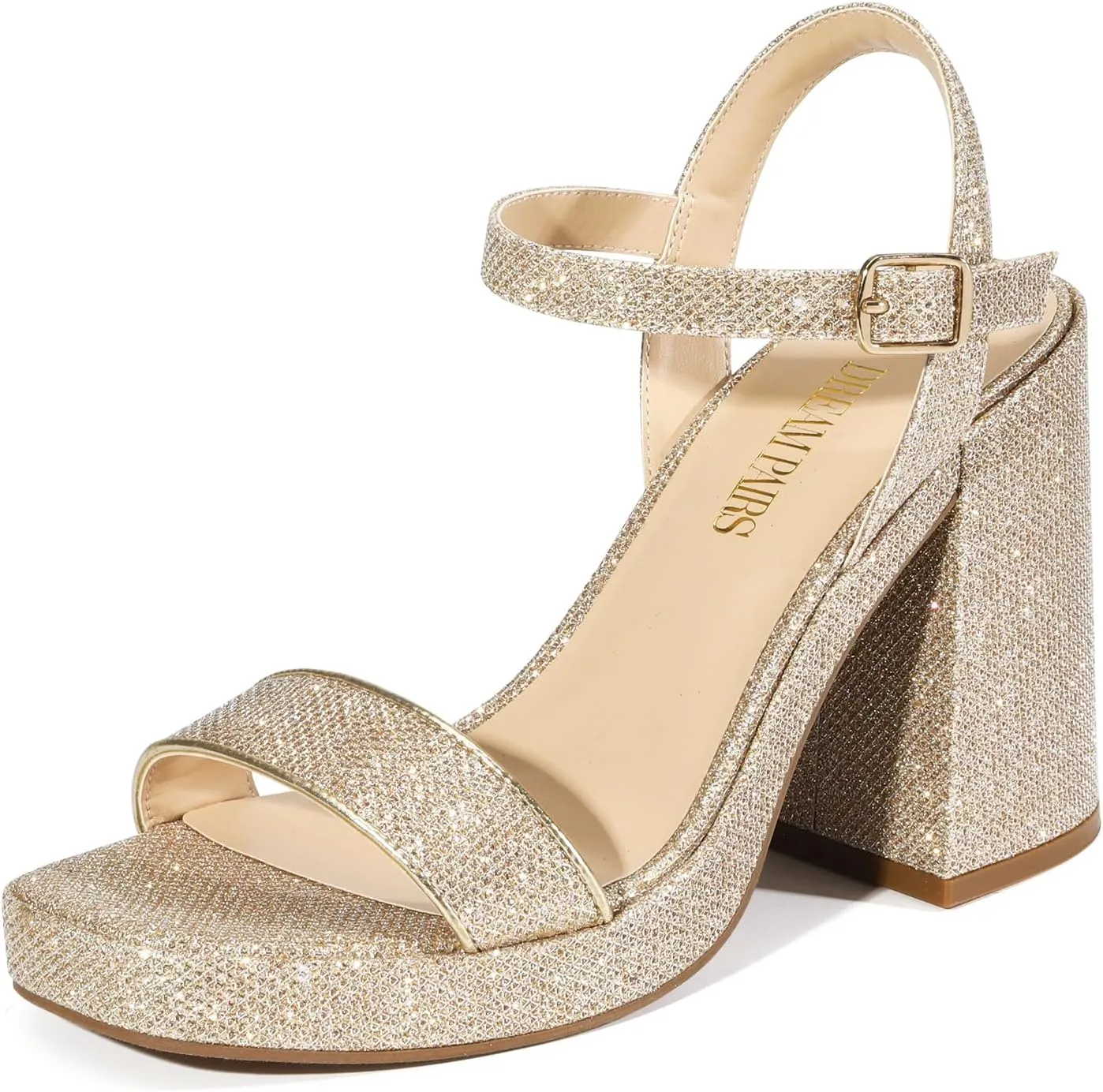 DREAM PAIRS Heels for Women Block Chunky Platform High Heels Open Toe GISELLE Fashion Wedding Party Evening Prom Dance Ankle Strap Dress Pump Sandals Shoes