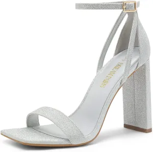 DREAM PAIRS High Heels Chunky Block Square Toe Heels for Women Dressy Open Toe Heel Sandals