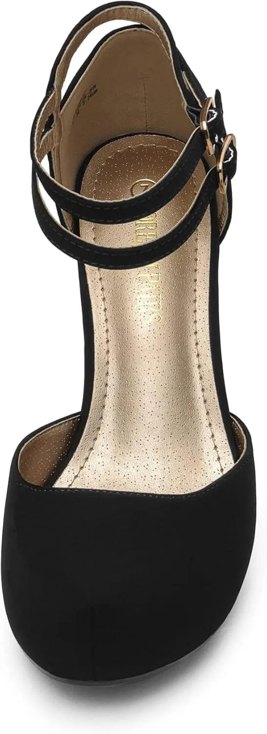 DREAM PAIRS Office-02 Women's Classy Mary Jane Double Ankle Strap Almond Toe High Heel Pumps
