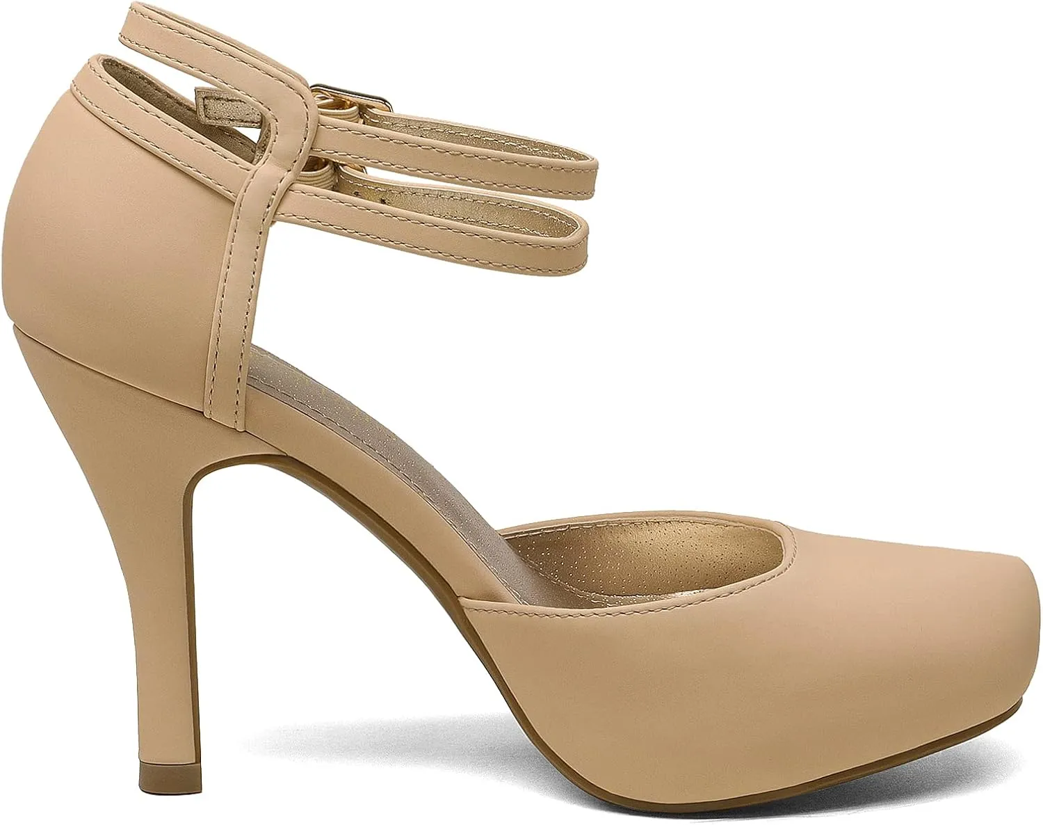 DREAM PAIRS Office-02 Women's Classy Mary Jane Double Ankle Strap Almond Toe High Heel Pumps