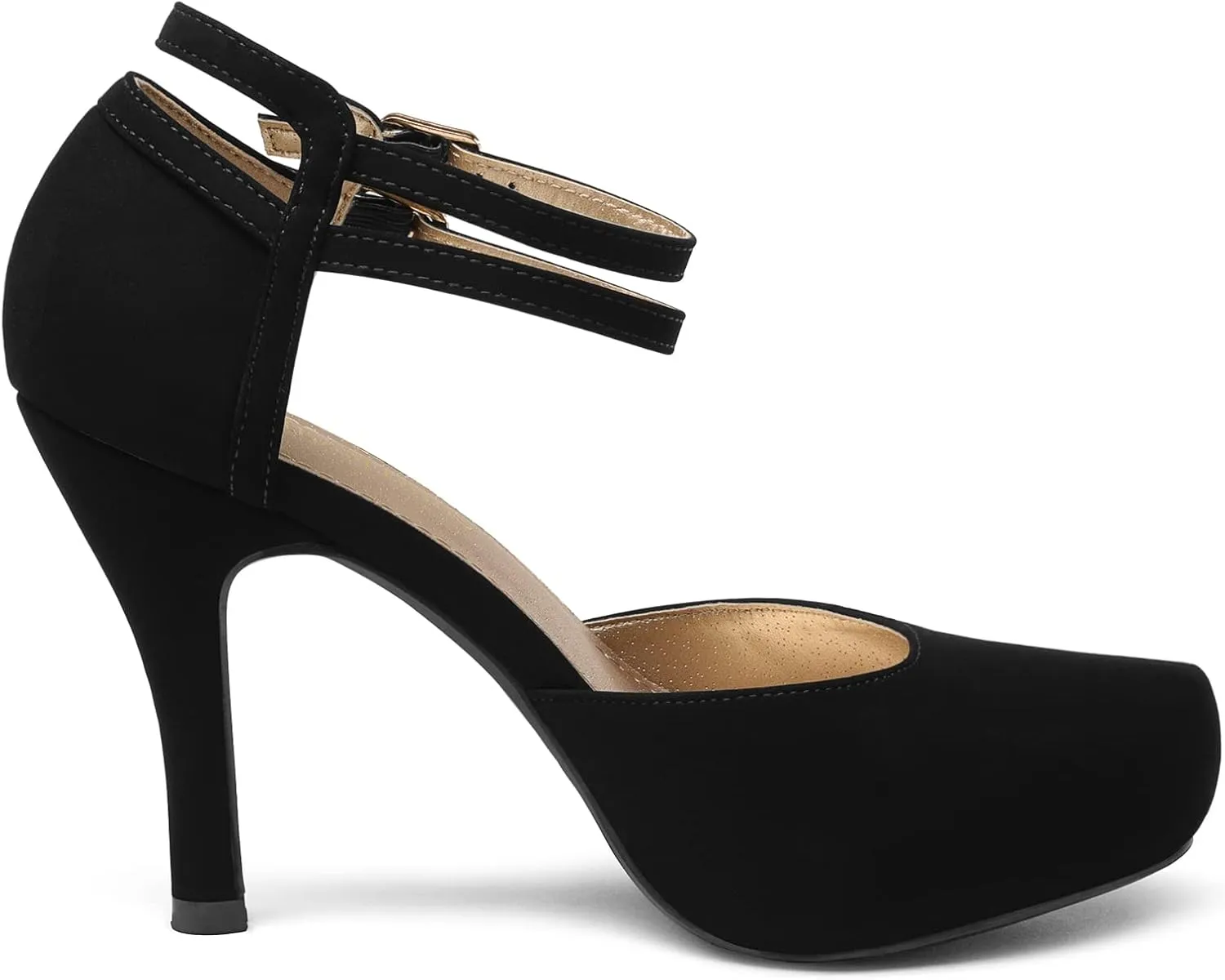 DREAM PAIRS Office-02 Women's Classy Mary Jane Double Ankle Strap Almond Toe High Heel Pumps