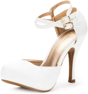 DREAM PAIRS Office-02 Women's Classy Mary Jane Double Ankle Strap Almond Toe High Heel Pumps