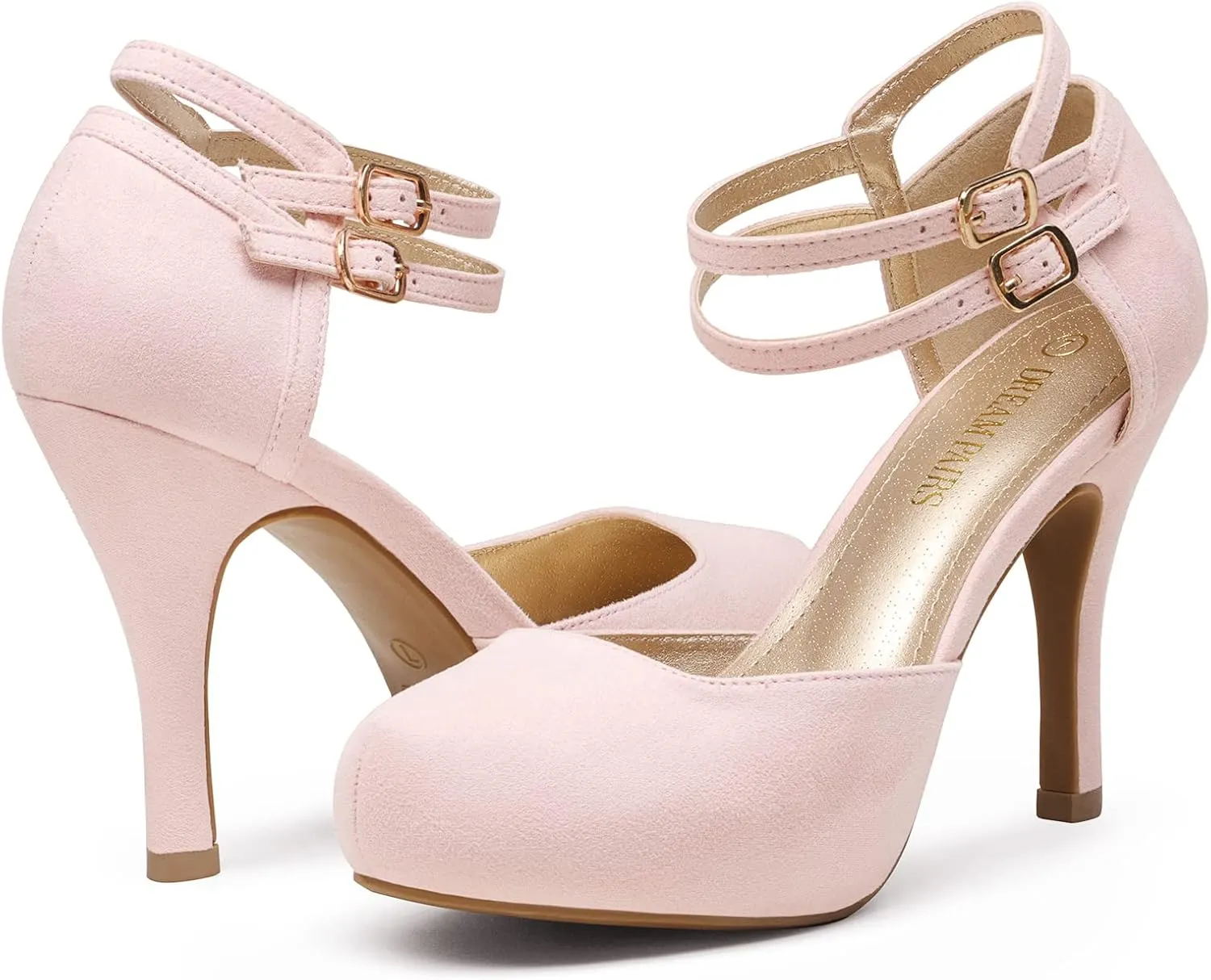 DREAM PAIRS Office-02 Women's Classy Mary Jane Double Ankle Strap Almond Toe High Heel Pumps