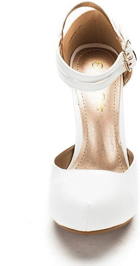 DREAM PAIRS Office-02 Women's Classy Mary Jane Double Ankle Strap Almond Toe High Heel Pumps