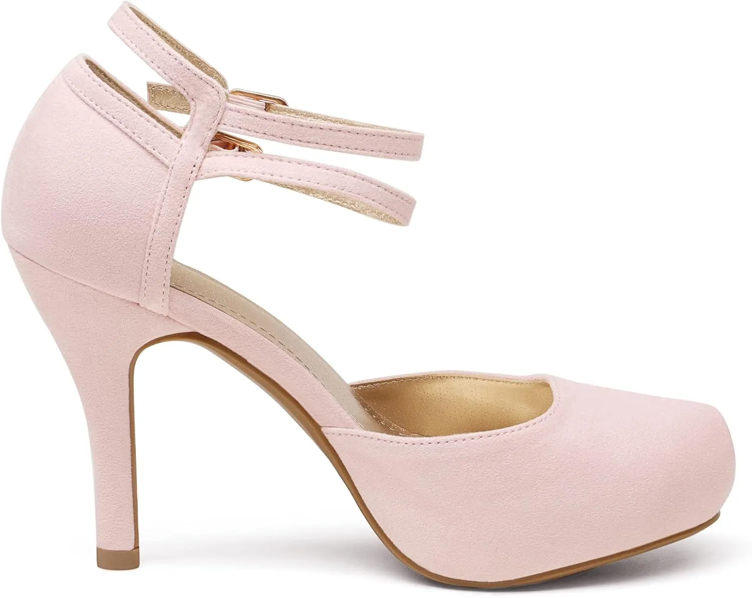 DREAM PAIRS Office-02 Women's Classy Mary Jane Double Ankle Strap Almond Toe High Heel Pumps