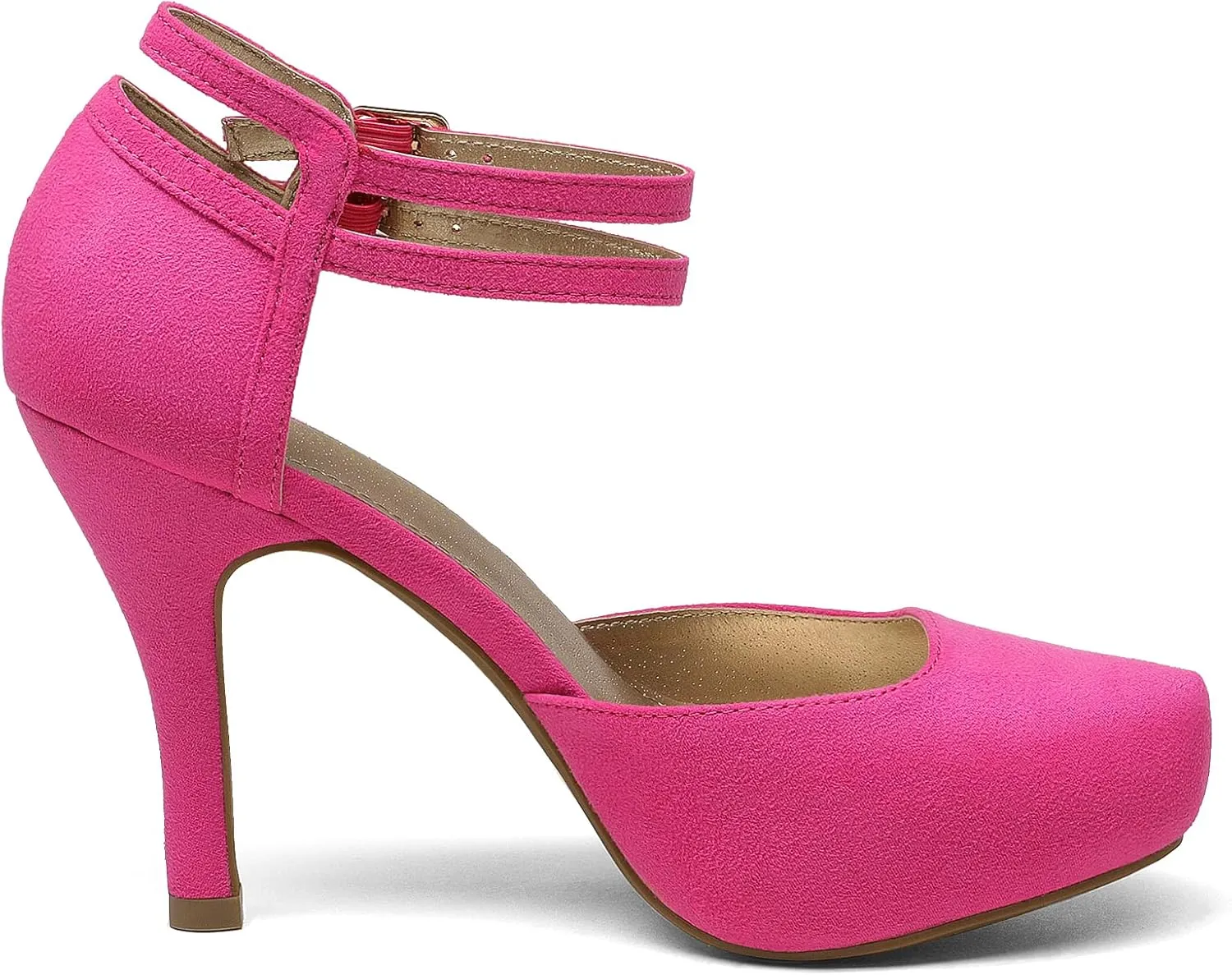 DREAM PAIRS Office-02 Women's Classy Mary Jane Double Ankle Strap Almond Toe High Heel Pumps