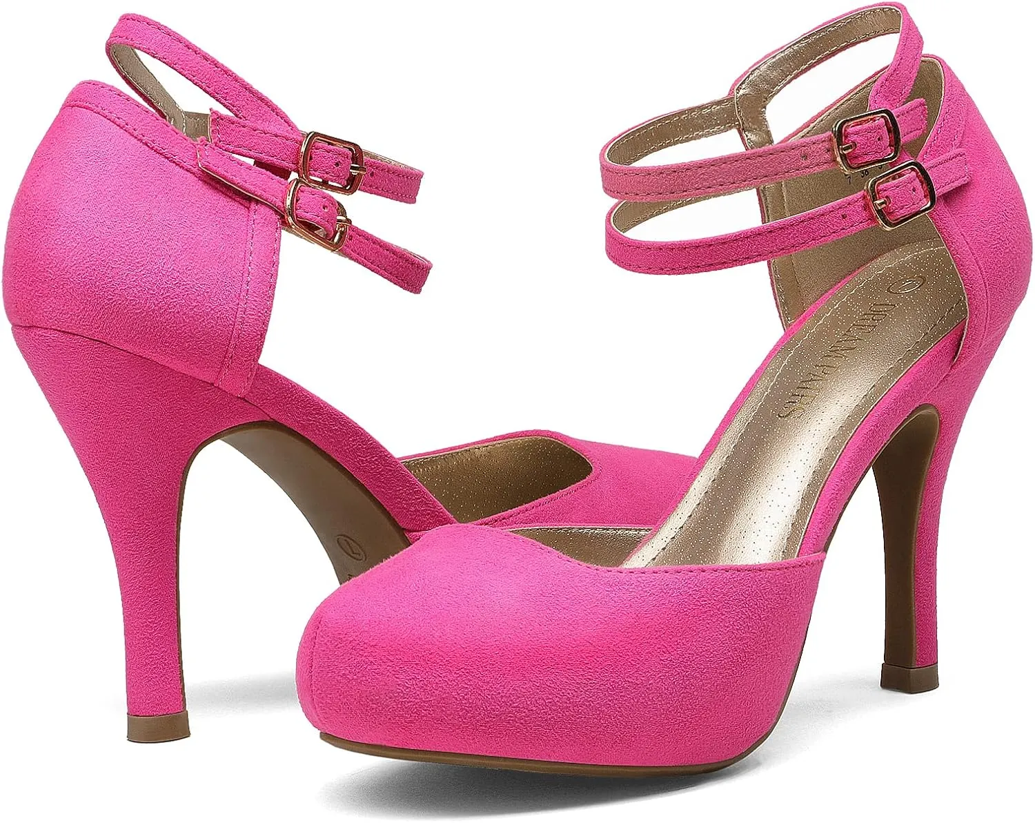 DREAM PAIRS Office-02 Women's Classy Mary Jane Double Ankle Strap Almond Toe High Heel Pumps