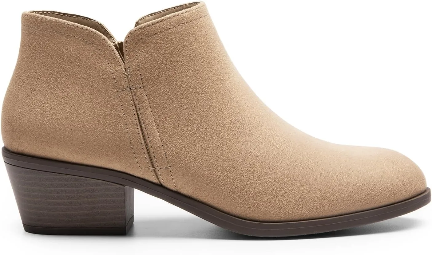DREAM PAIRS Women's Ankle Boots Low Chunky Heel Comfortable Short Fall Booties Shoes
