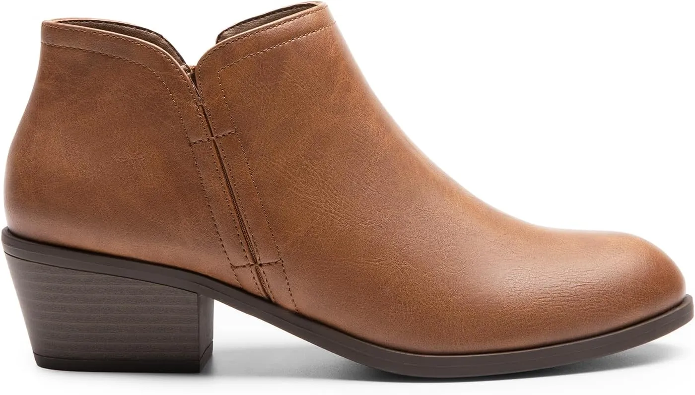 DREAM PAIRS Women's Ankle Boots Low Chunky Heel Comfortable Short Fall Booties Shoes
