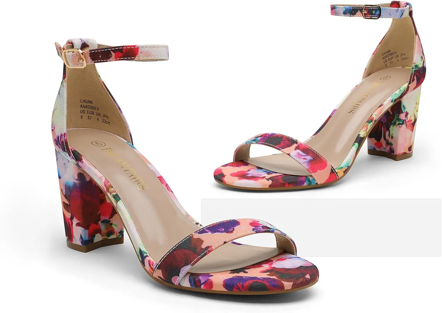 DREAM PAIRS Women's Chunk Low Heel Pump Sandals