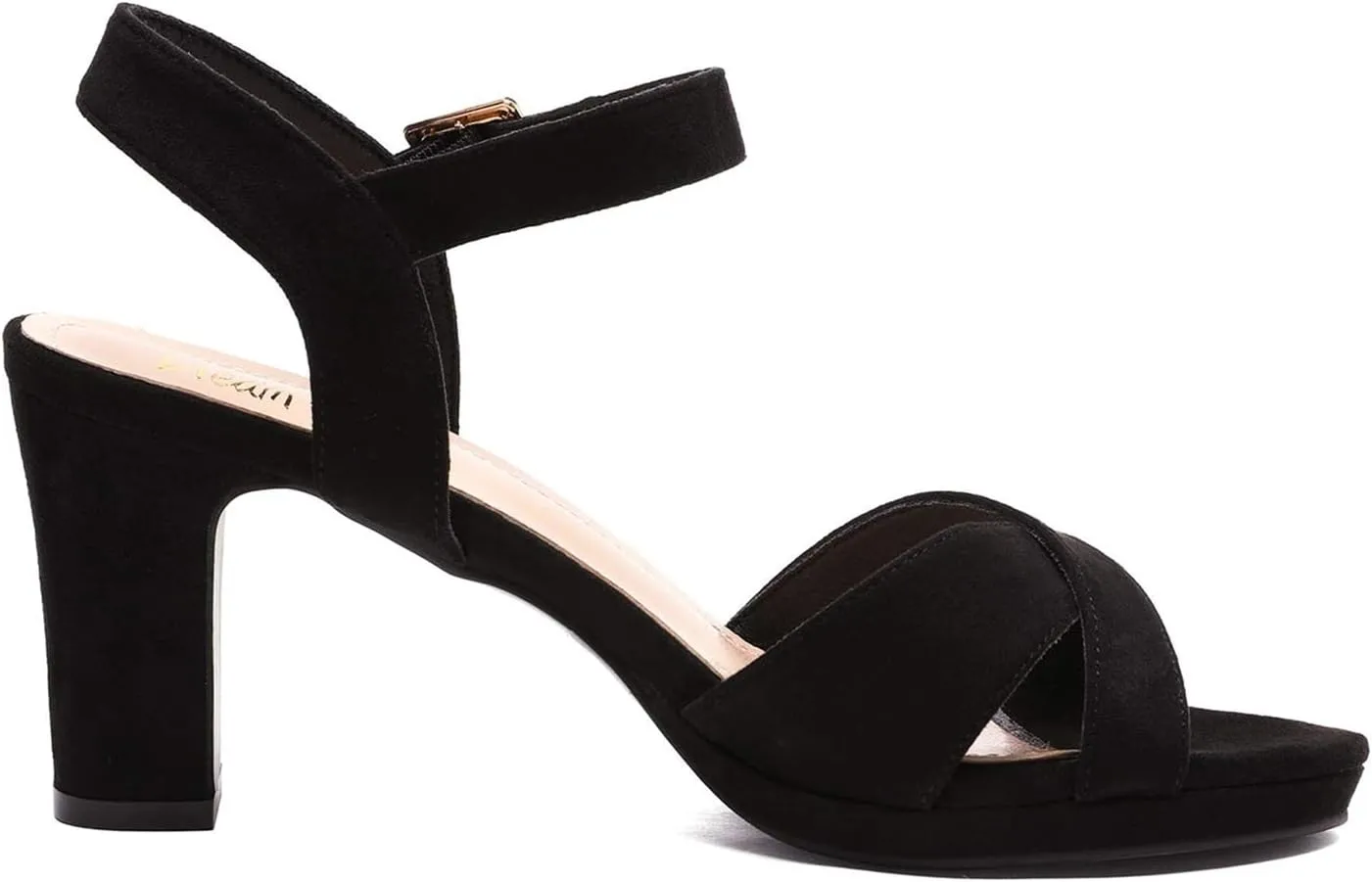 DREAM PAIRS Women's Chunky Heels Open Toe Ankle Strap Sparkly Heels Pump Sandals