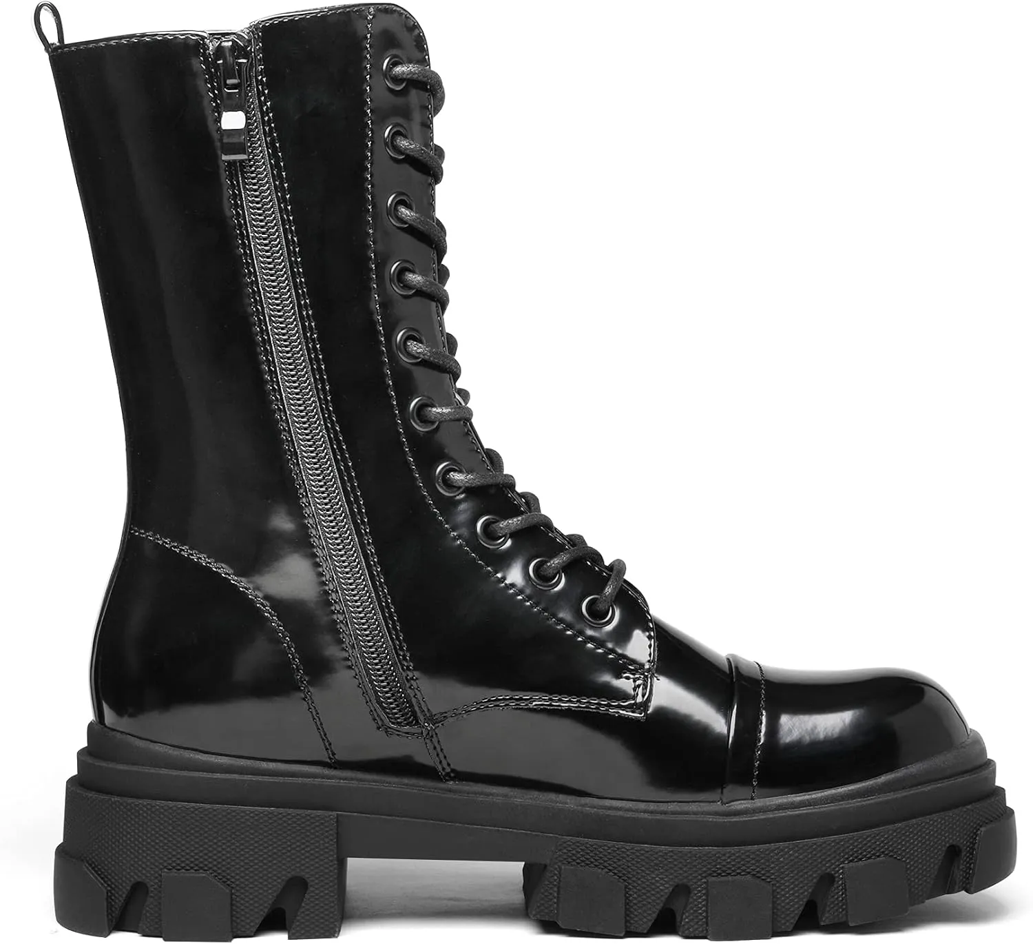 DREAM PAIRS Women’s Combat Boots Lace up Mid Calf Boots Low Heel Chunky Platform Lug Sole Boots