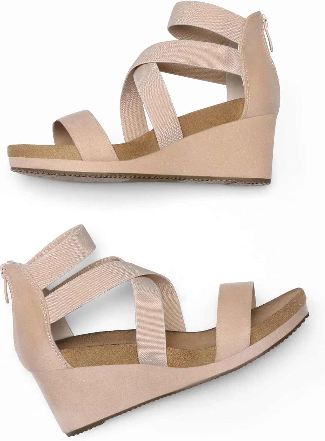 DREAM PAIRS Womens Elastic Ankle Strap Open Toe Platform Wedge Sandals Comfortable Summer Shoes