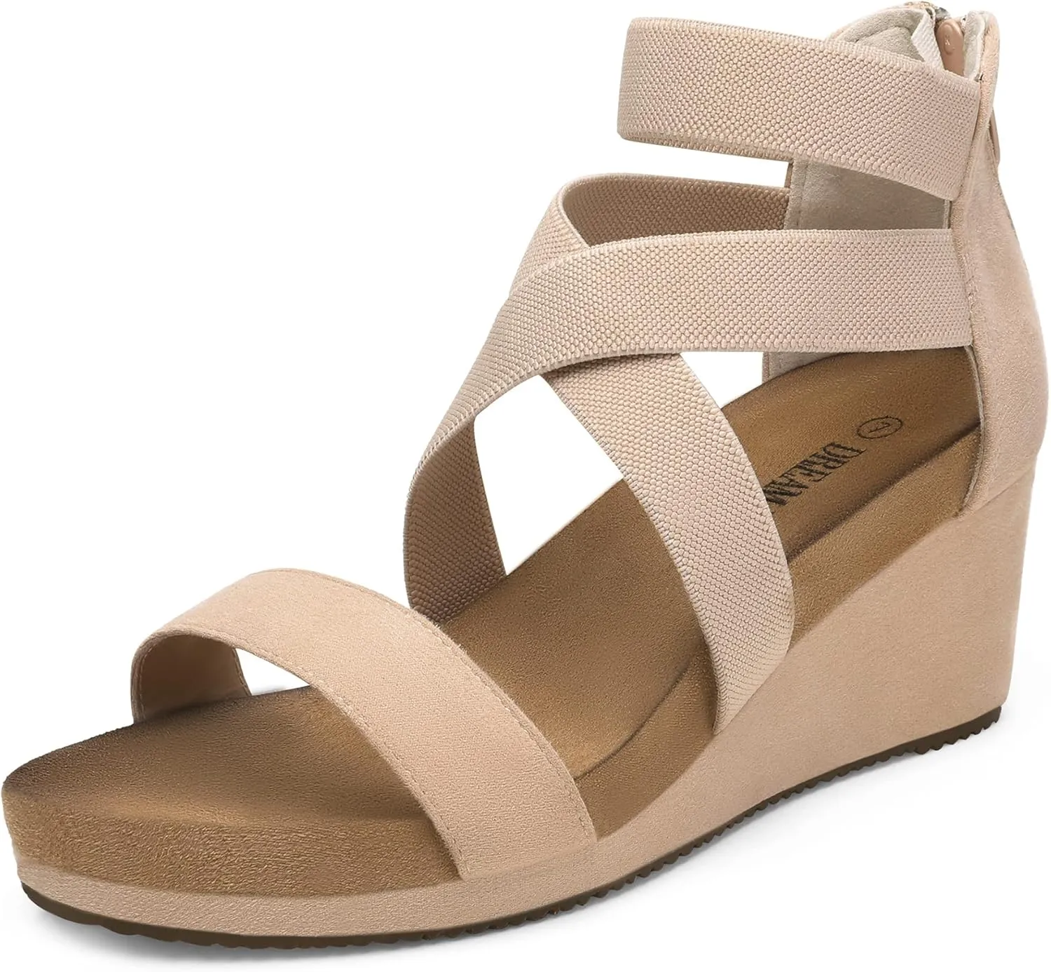 DREAM PAIRS Womens Elastic Ankle Strap Open Toe Platform Wedge Sandals Comfortable Summer Shoes