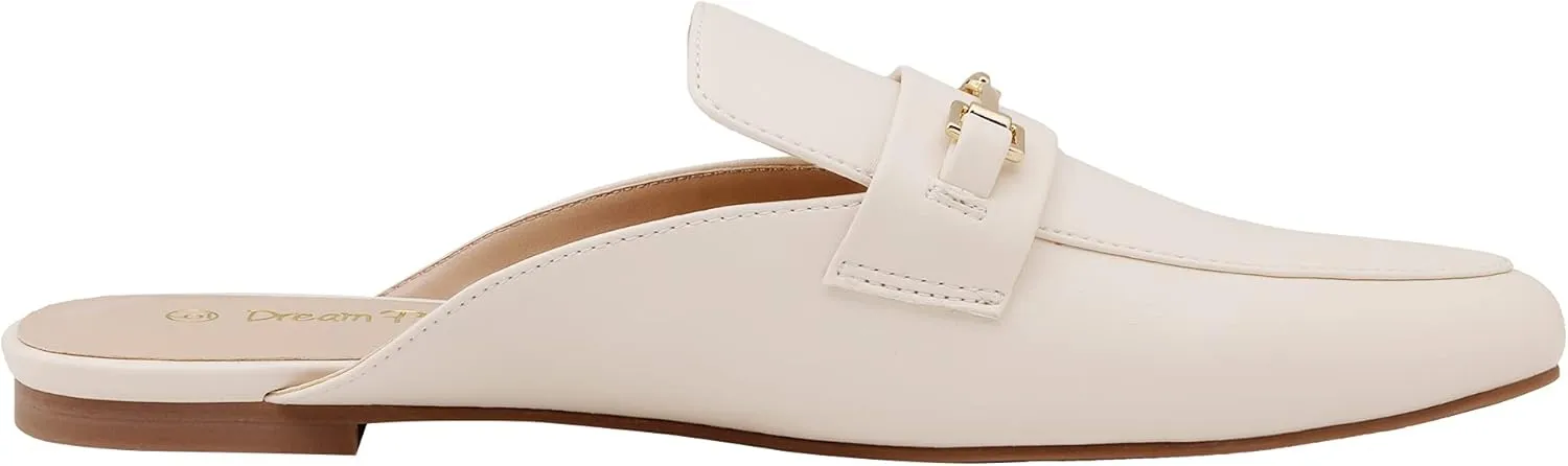 DREAM PAIRS Women's Flat Mules Buckle Pointed Toe Backless Slip on Slides Loafer Shoes