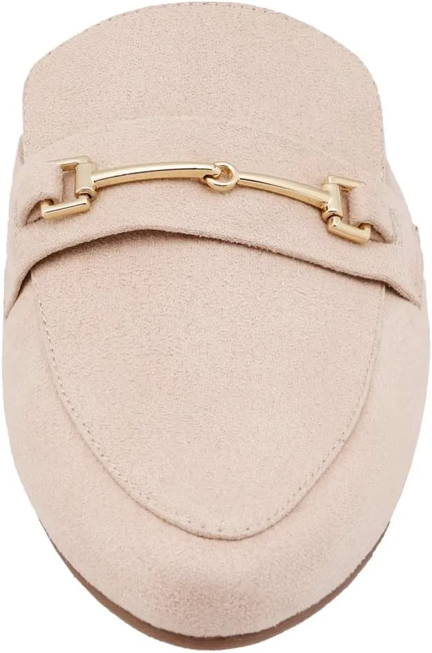 DREAM PAIRS Women's Flat Mules Buckle Pointed Toe Backless Slip on Slides Loafer Shoes