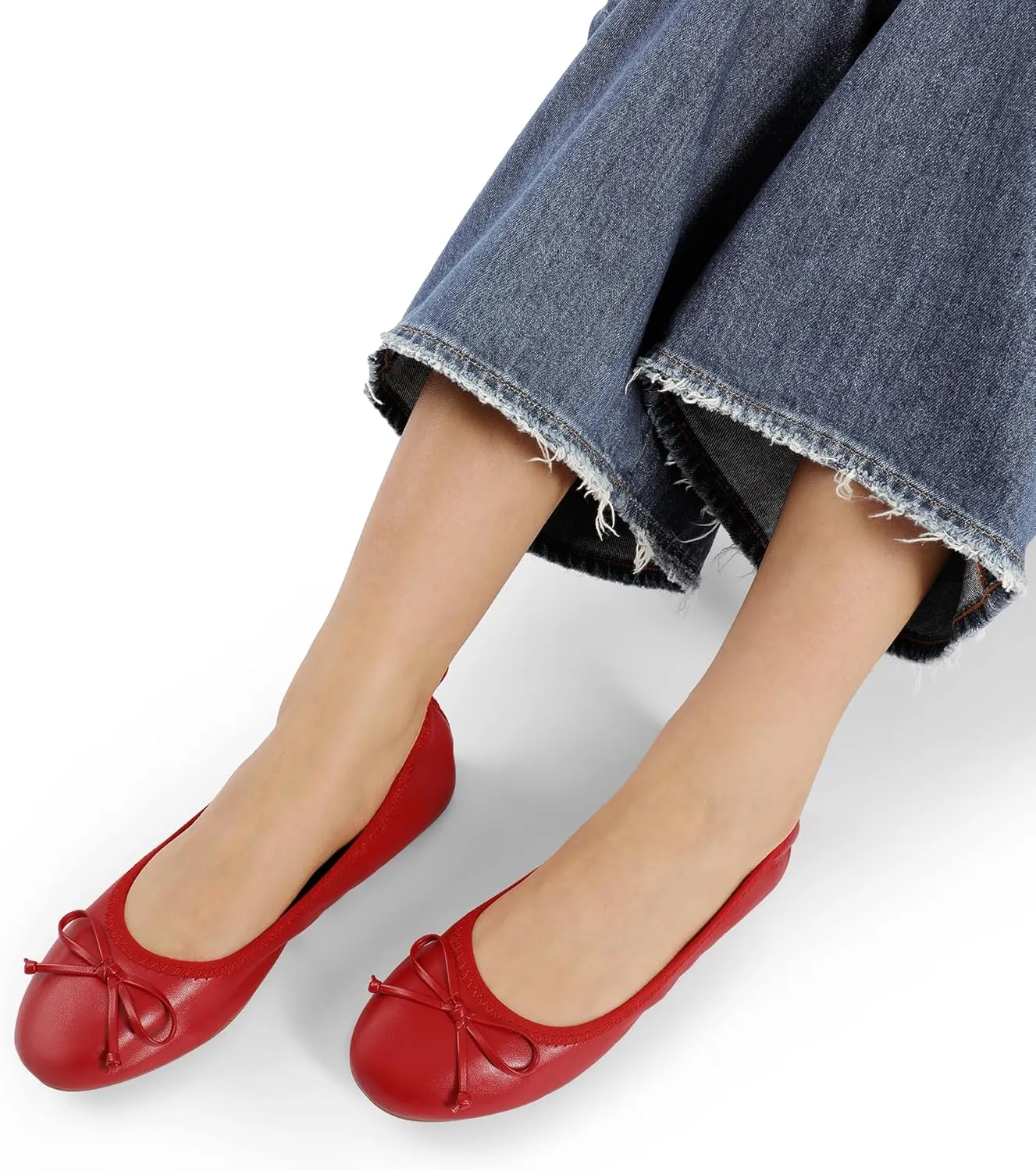 DREAM PAIRS Women's Flats, Foldable Ballet Flats for Women, Bowknot Round Toe Comfort Light Weight Slip-On Dress Shoes