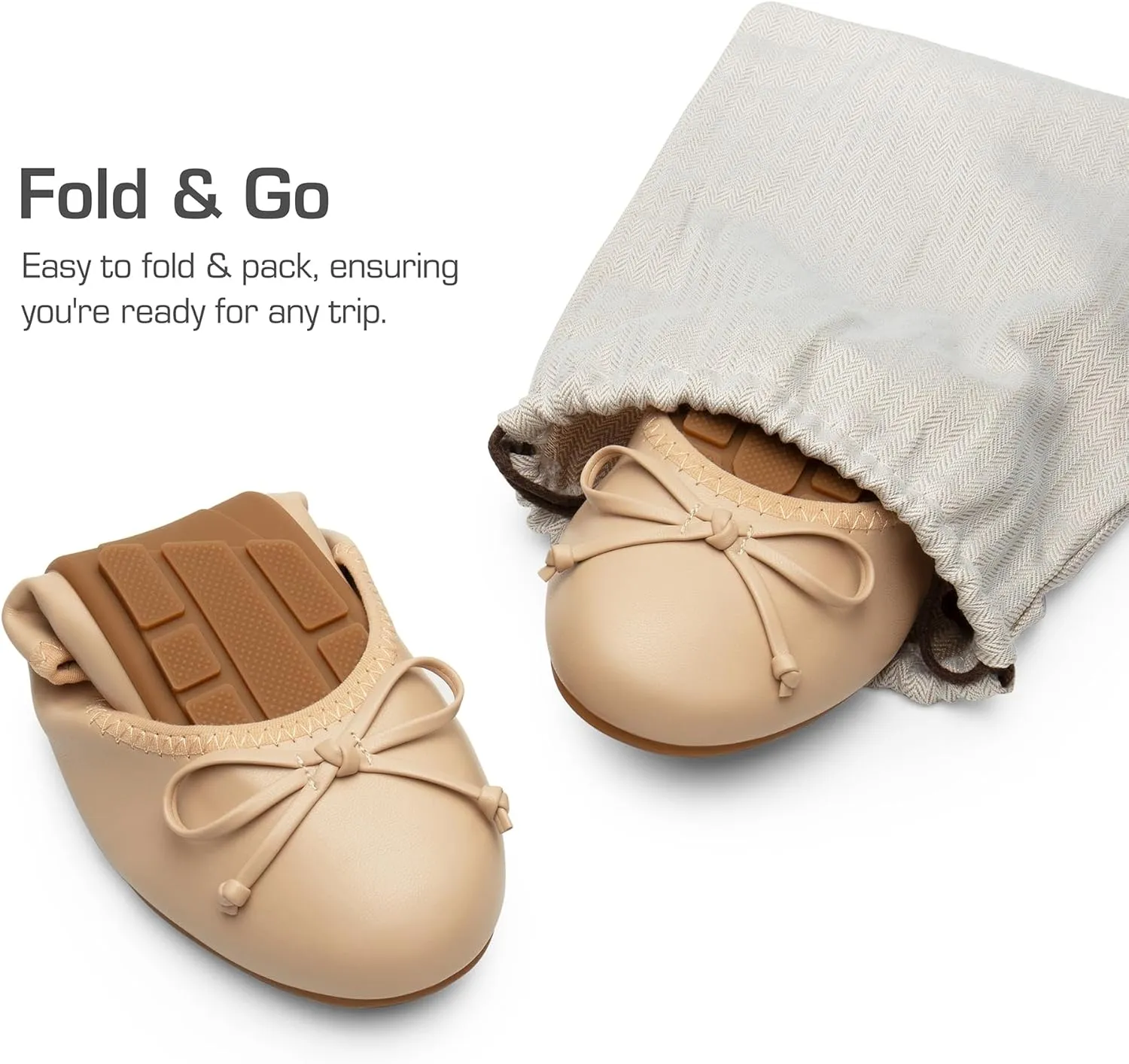 DREAM PAIRS Women's Flats, Foldable Ballet Flats for Women, Bowknot Round Toe Comfort Light Weight Slip-On Dress Shoes