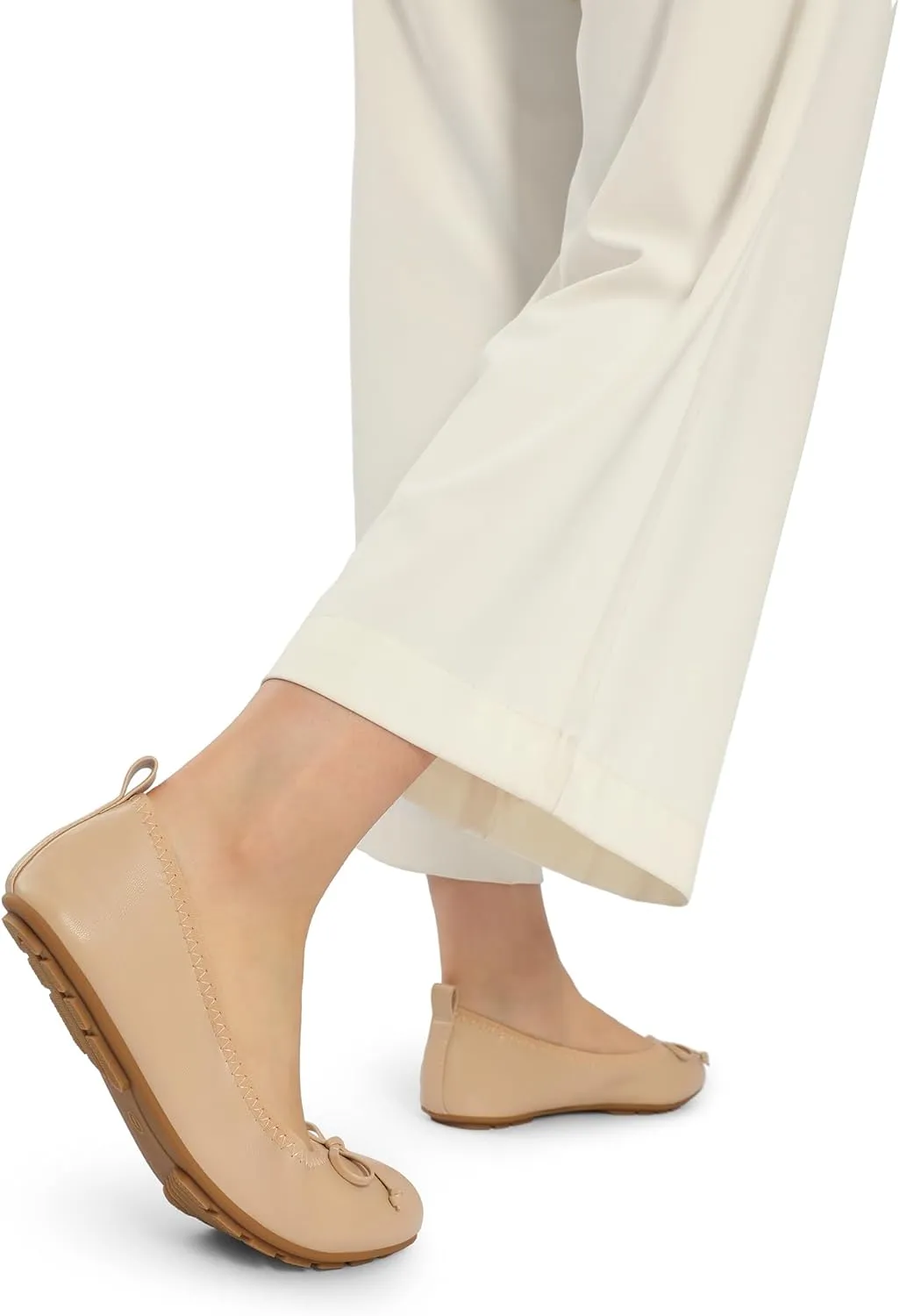DREAM PAIRS Women's Flats, Foldable Ballet Flats for Women, Bowknot Round Toe Comfort Light Weight Slip-On Dress Shoes