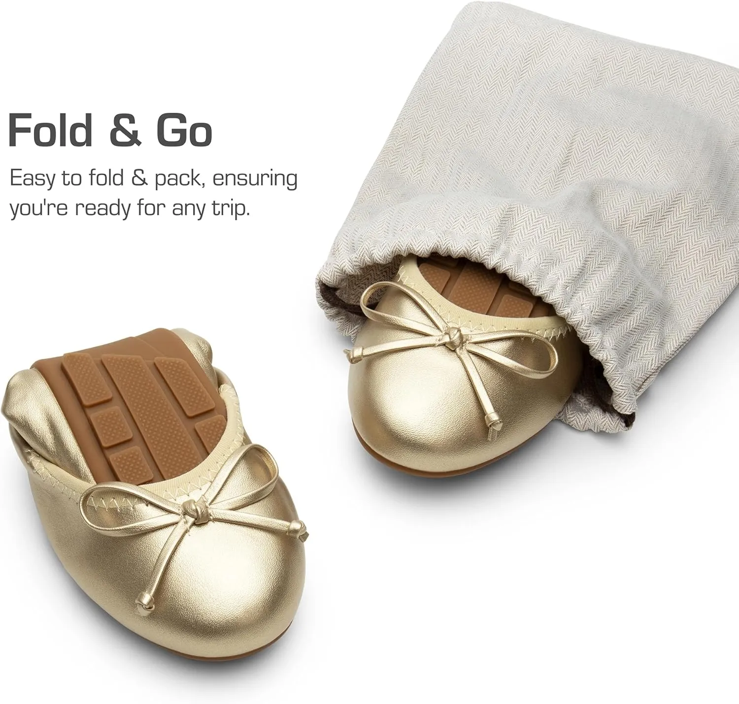 DREAM PAIRS Women's Flats, Foldable Ballet Flats for Women, Bowknot Round Toe Comfort Light Weight Slip-On Dress Shoes