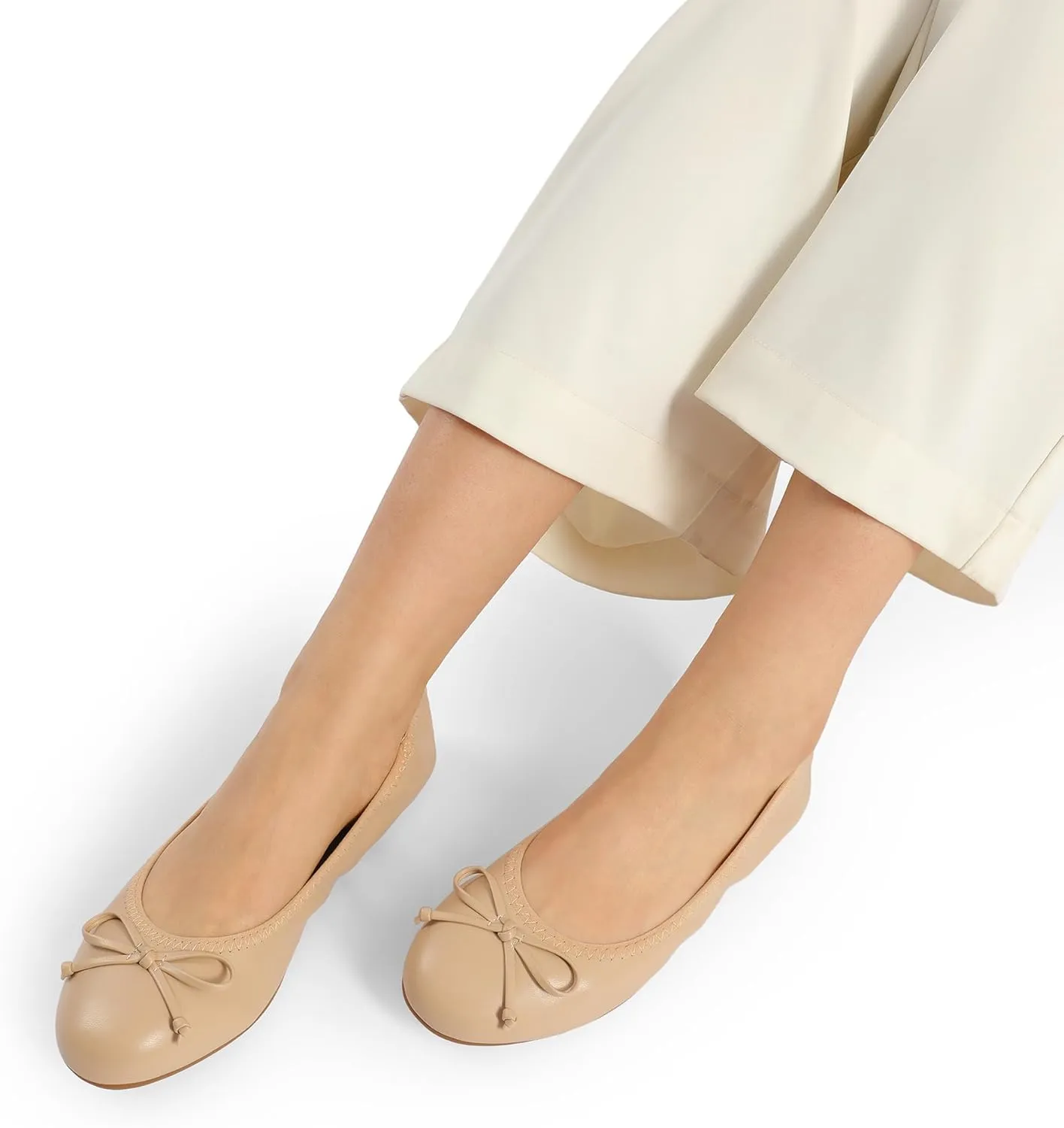 DREAM PAIRS Women's Flats, Foldable Ballet Flats for Women, Bowknot Round Toe Comfort Light Weight Slip-On Dress Shoes