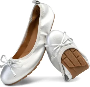 DREAM PAIRS Women's Flats, Foldable Ballet Flats for Women, Bowknot Round Toe Comfort Light Weight Slip-On Dress Shoes