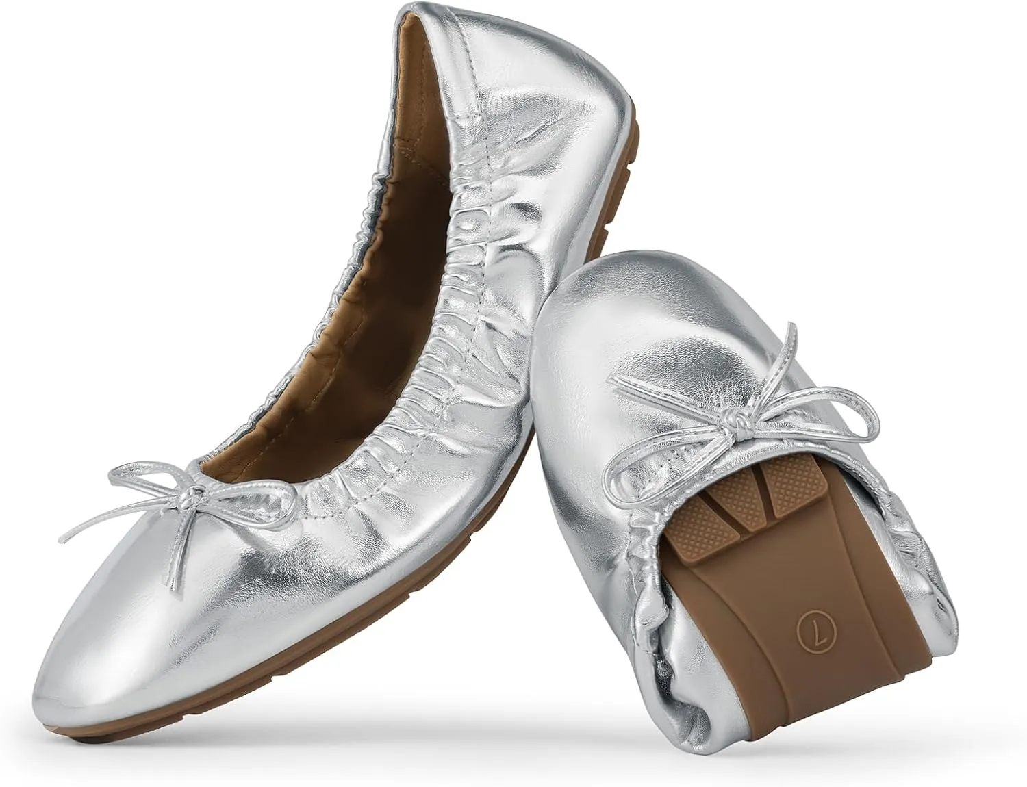 DREAM PAIRS Women's Flats Foldable Square Toe Ballet Flats for Women Bowknot Dressy Comfortable Light Weight Slip On Dress Shoes