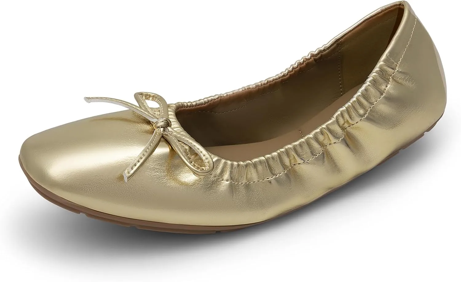 DREAM PAIRS Women's Flats Foldable Square Toe Ballet Flats for Women Bowknot Dressy Comfortable Light Weight Slip On Dress Shoes
