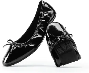 DREAM PAIRS Women's Flats Foldable Square Toe Ballet Flats for Women Bowknot Dressy Comfortable Light Weight Slip On Dress Shoes