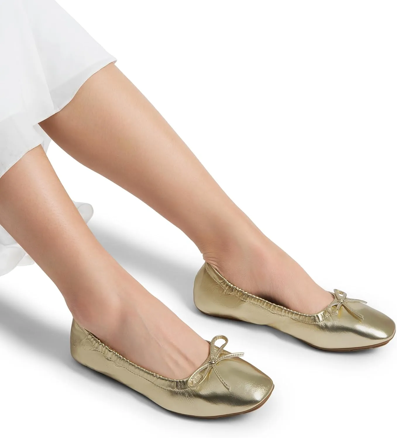 DREAM PAIRS Women's Flats Foldable Square Toe Ballet Flats for Women Bowknot Dressy Comfortable Light Weight Slip On Dress Shoes