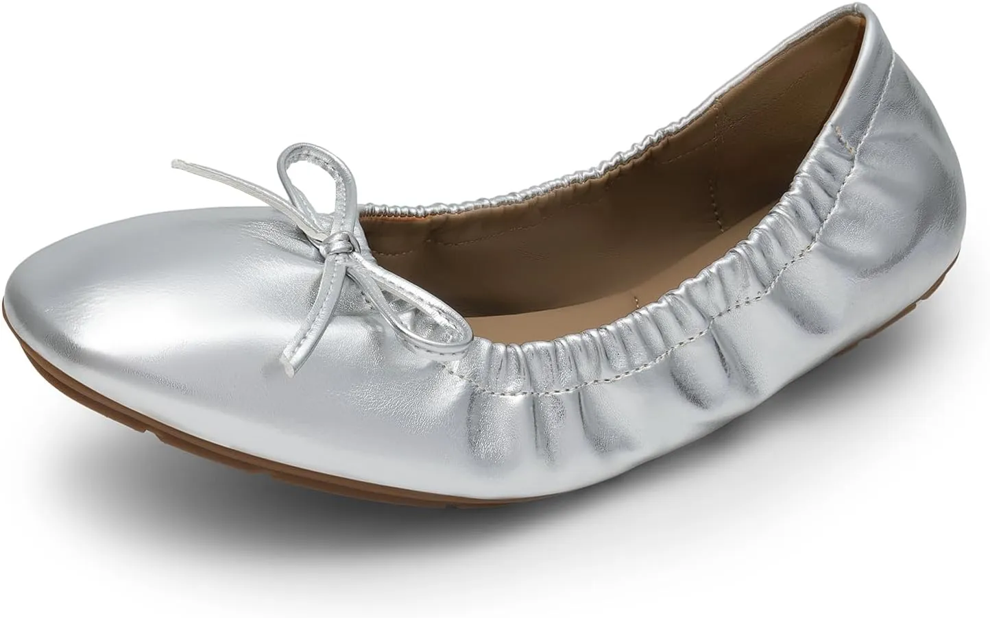 DREAM PAIRS Women's Flats Foldable Square Toe Ballet Flats for Women Bowknot Dressy Comfortable Light Weight Slip On Dress Shoes