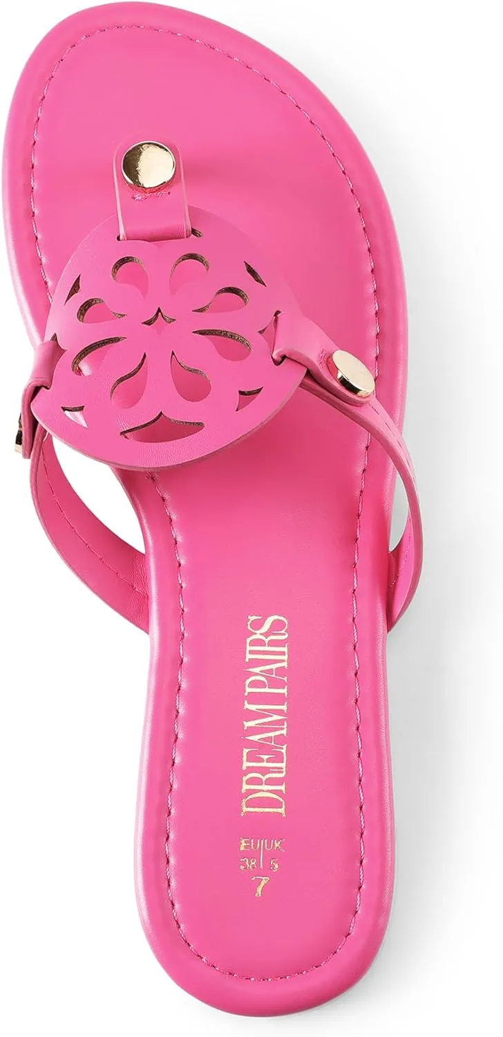 DREAM PAIRS Women's Flip Flops Comfortable Soft Cushion Slide Slip on Summer Beach Thong Flat Sandals