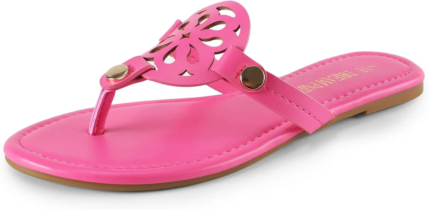 DREAM PAIRS Women's Flip Flops Comfortable Soft Cushion Slide Slip on Summer Beach Thong Flat Sandals
