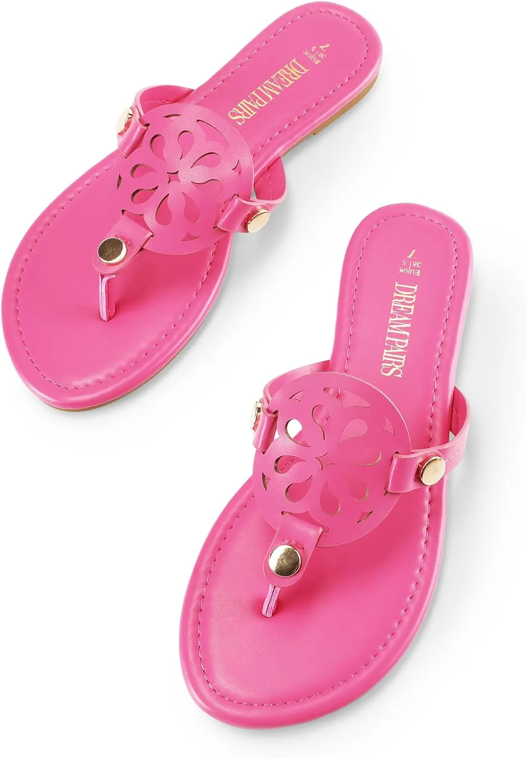 DREAM PAIRS Women's Flip Flops Comfortable Soft Cushion Slide Slip on Summer Beach Thong Flat Sandals