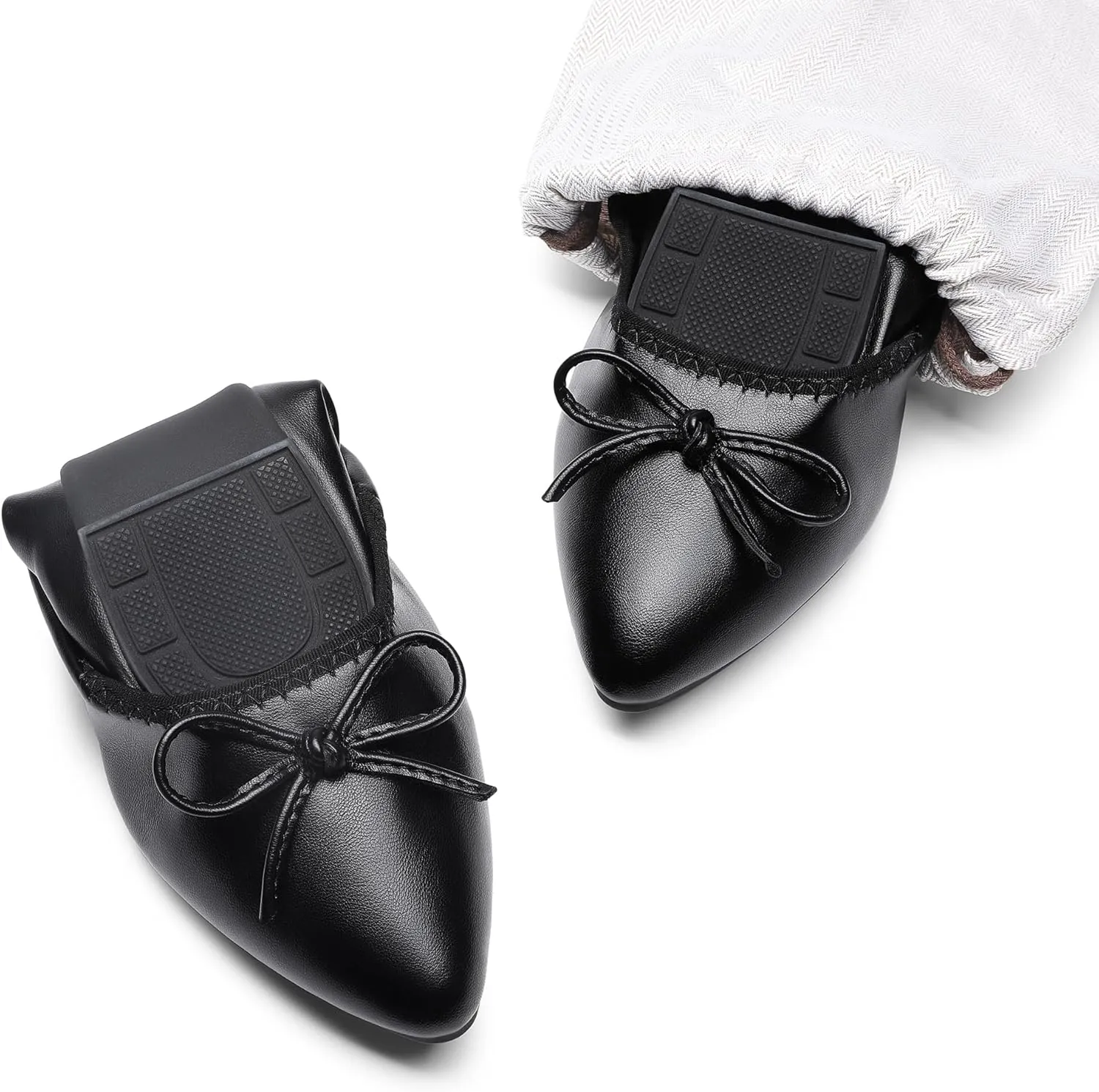 DREAM PAIRS Women's Foldable Flats Shoes Pointed Toe Ballet Flats Bowknot Comfort Slip on Dress Shoes